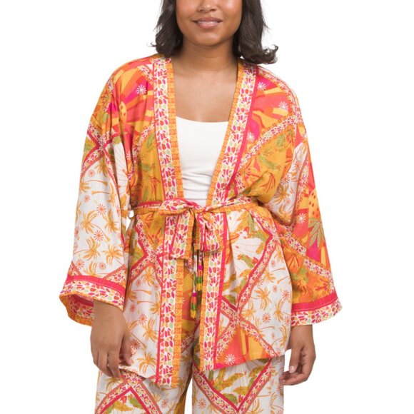 HAUTE HIPPIE STYLE Orange Multi Tunic Kimono - Picture 1 of 2